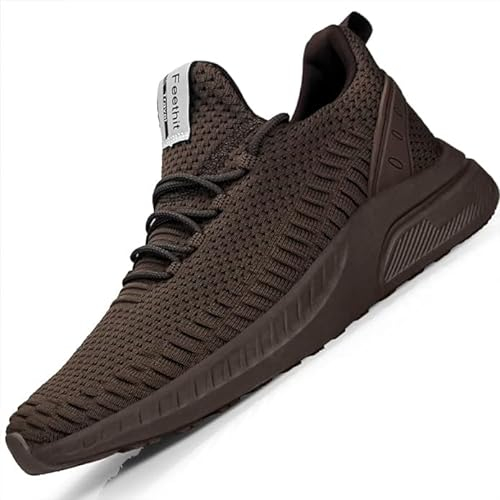 Feethit Turnschuhe Herren Laufschuhe Sportschuhe Sneaker rutschfeste Gummisohlen Leichte und Atmungsaktiv für Gehen Braun 41