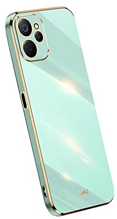 JIAFEI Funda para Realme 10 4G, Dorado Galvanoplastia Borde Diseño TPU Silicona Protector Cover Case, Verde