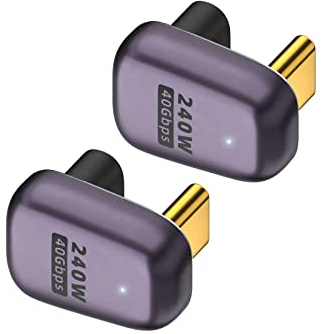 YUNKOZAND USB C 180 Grad Adapter, USB C rechtwinkliger Adapter mit 40 Gbit/s PD 240 W 8K @ 60 Hz Videoladung, kompatibel mit Laptops, Mobiltelefone, Switch, VR und mehr Typ-C-Geräte (D (2 Stück)…