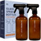 MAISONOVO Spray Bottles for Cleaning Set of 2 - Amber 500ml Glass Spray Bottle and Refillable Empty Spray Bottles - with 16 Labels