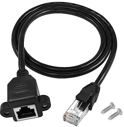 YACSEJAO Cat6 Ethernet Panel Mount Extension Cable RJ45 Cat 6 Male to Female Shielded Ethernet Network Connector Screw Panel Mount Extension Cable