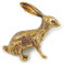 Broche lièvre/lapin gravée d'inspiration vintage en ton or vieilli – 55 mm de diamètre, taille unique, Métal