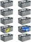 KiNDERWELT 10 x Profi - Klappbox 45 L bis 50 kg silber / grau Faltbox Box Kiste