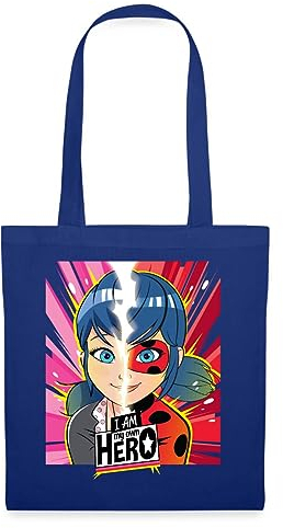 Spreadshirt Miraculous I Am My Own Hero Ladybug Marinette Stoffbeutel, One Size, Royalblau