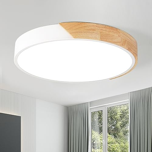 Natsen 36W Deckenleuchte LED Deckenlampe Bürodeckenleuchte, dimmbar mit Fernbedienung, modern Design für Wohnzimmer Schlafzimmer Kinderzimmer Küche Büro, Holz (40 * 40 * 4cm)
