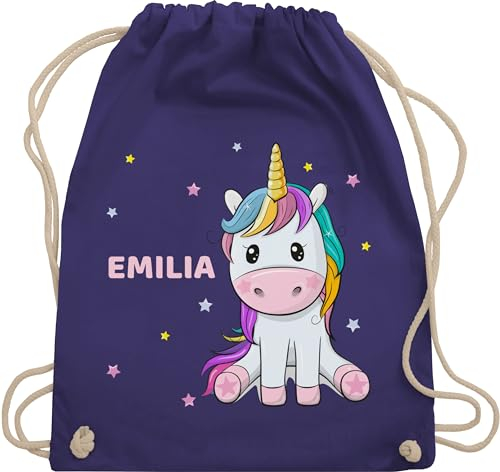 Turnbeutel Rucksack - Einhorn Unicorn - Unisize - Lila - turn beutel einhornrucksack einhörner stoffbeutel kindergarten kinderturnbeutel unicorns sportbeutel personalisierte kindergartentasche