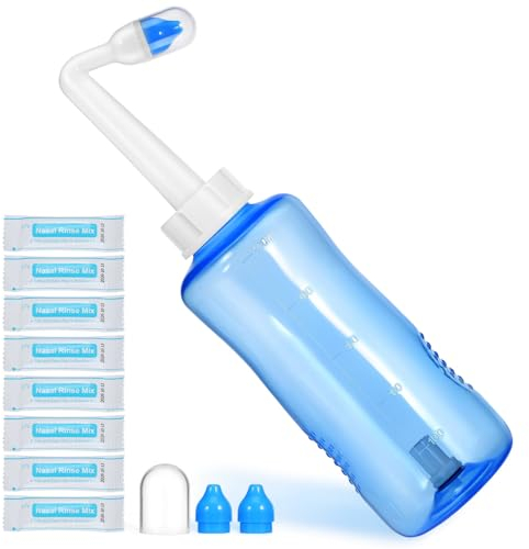 Healvian Nasenspülflasche Mit Automatischem Ventil Und Nasenspülflasche Inklusive Salz Für Effiziente Nasenreinigung