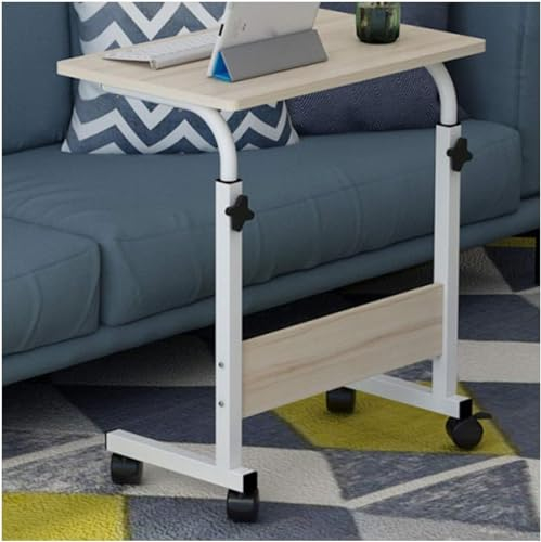 Computer-Schreibtisch, verstellbarer Schoßtisch, mobiler Laptop-Ständer, Nachttisch, tragbarer Beistelltisch für Bett, Sofa, Heimbüro, weißer Ahorn, 60 x 40 cm
