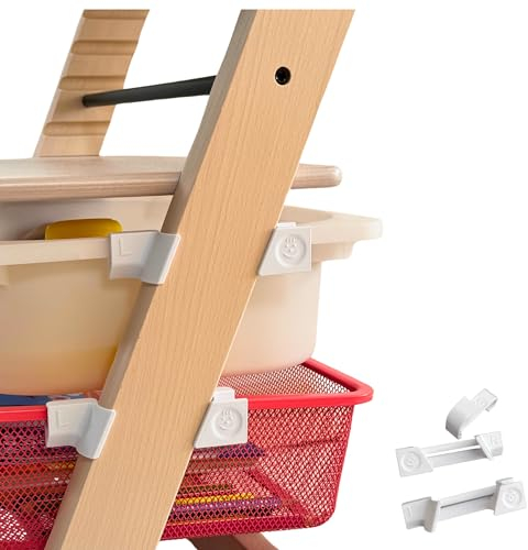 [ TEST SEHR GUT, NOTE 1.1 *] EmSoLi Adapter Weiss + 1x Haken für Ikea Trofast Box Korb Drahtkorb, kompatibel mit Stokke Tripp Trapp Baby Hochstuhl, Hochstühle Kinderstuhl Zubehör, Kinder Hoch Stuhl