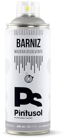 PINTUSOL Barniz Madera Exterior/Interior en Spray, Acabado Brillo Transparente, Protección Decoración Duradera, Fácil Aplicación, Bricolaje, Barniz Especial Maderas Profesional Espray 400ml