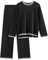 TOMEEK Zweiteiler Damen Elegant Hausanzug Damen Kuschelig Langarm Lounge Sets Strickpullover Top Weites Bein Hose Freizeitanzug Rundhalsausschnitt Outfit(Schwarz,XL)