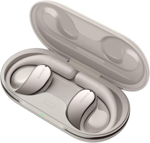 Xiaomi OpenWear Stereo - Auriculares inalámbricos, cancelación de Ruido, Driver dinámico, Doble micrófono, 7.5 Horas de autonomía y 38,5 Horas con el Estuche de Carga, Beige (Versión ES)