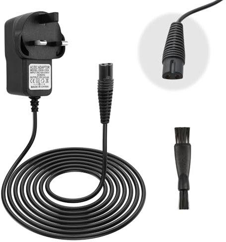 12V for Braun Shaver Charger Cable Series 3, 5, 9, 7, 1 Beard Trimmer and Epilator Silk-Epil 9, 7, 5, Electric Razor 3 Pin Charging Cable UK Plug for 5544, 3040S, 5409, 7220, 5377