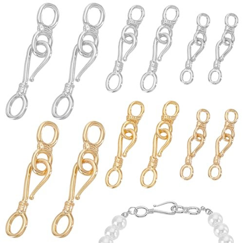 AHANDMAKER 12 Stück S Haken Verschluss 6 Stile Ring Knebelverschlüsse Verbinder Messing S Haken Verschluss Und Ösenverschluss Verbinder Für DIY Halsketten Armbänder Schmuckherstellung