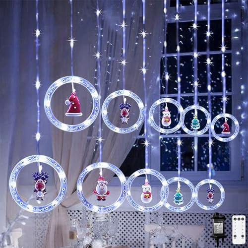 Neonawall Christmas Window Lights 3m Curtain Fairy Lights Plug in String Lights Cool White 120LED Waterproof Indoor/Outdoor Decoration