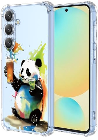 XINYEXIN Transparente Hülle für iPhone 15, Bunte Coole Kunst Graffiti Serie Süßes Muster, Ultra Dünn Stoßfest TPU Klare Handy Schutzhülle - Panda