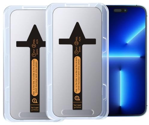 ToatlHeal 2-Pack Waterfall Screen Protector For Iphone 16 15 14 13 12 Plus Pro Max, Clear 9h Tempered Glass Film, Full Screen Privacy Screen,Super Fast Installation (Privacy,for iPhone 15Pro)
