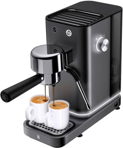 WMF Lumero Espressomaschine Siebträger 1400 Watt, Siebträgermaschine, 3 Einsätze, für 1-2 Tassen Espresso, auch für Pads, 15 bar, Tassenabstellfläche, Milchaufschäumdüse, grau