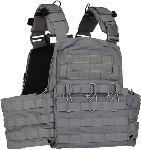 PBTMCD Tactical Adjustable Vest Plate Carrier, Modular Vest, Outdoor Hunting Protective Airsoft Combat Tactical Accessories(Grey)