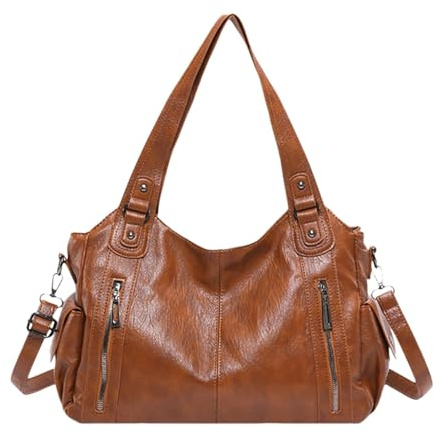 Generisch Large Tote Bag, Fashion Shoulder Bag, PU Leather, Braun, Stylish Work Bag, Spacious for Women