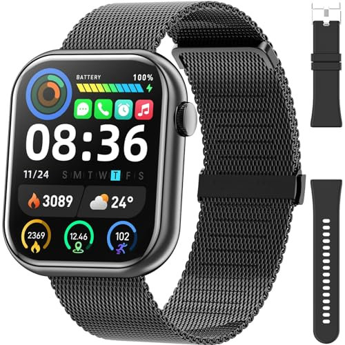 Hwagol Smartwatch Damen Herren, 1.85 Zoll Touchscreen Smart Watch mit Bluetooth Anrufe, Uhr Damen Herren mit 140+ Sportmodi SpO2 Pulsuhr Schlafmonitor Schrittzähler, Armbanduhr für iOS Android