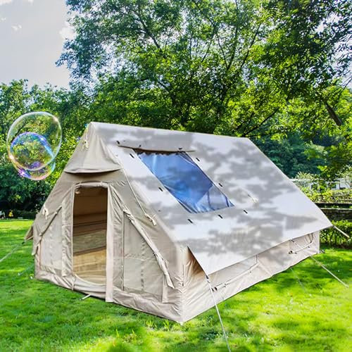 Tipi Zelt Outdoor，Aufblasbares Glamping-Zelt für Reisende, einfach aufzubauendes wasserdichtes, winddichtes 4-Jahreszeiten-Oxford-Zelt für den Außenbereich, lux