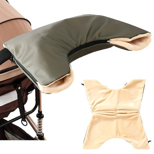 Tyuodna Kinderwagen Handwärmer mit Fleece,Wasserfest Winddicht Kinderwagen Handschuhe,Handmuff für Kinderwagen,mit Dreiseitigem Reißverschluss Perfekt als Kinderwagen Zubehör (Grün)