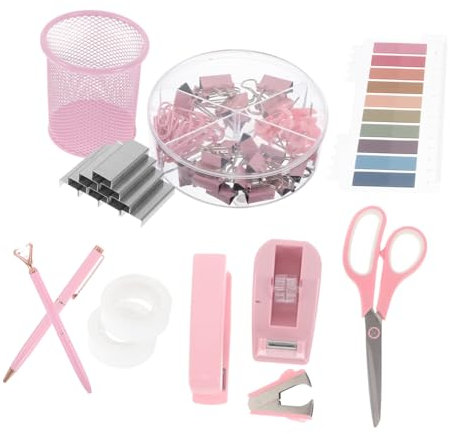 VILLCASE 1 Satz Zubehör Für Bürosets Bürobedarf Für Den Schreibtisch Bürozubehör Für Den Damenschreibtisch Tape Dispenser Schreibtisch Niedlich Heftklammerentferner-set Rosa Papier