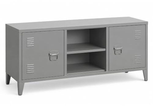 Industrial Sideboard Stahl Schrank Lowboard Spind 120x40x58cm sandgrau