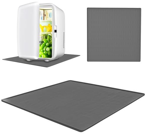 Silicone Refrigerator Mat - 60 x 60cm Anti-Slip Washing Machine Mat with Raised EdgeFridge Protector Mat Prevent Water Leaks Floor Protector Mat Fridge Wine Cabinet Drip Tray