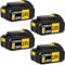 4-Pack 8.0Ah Lithium Replacement for Dewalt 18V Battery Compatible with Dewalt DCB184 DCB200 DCB1820 DCB181 DCB182 DCB201 DCB200-2 with LED Indicator