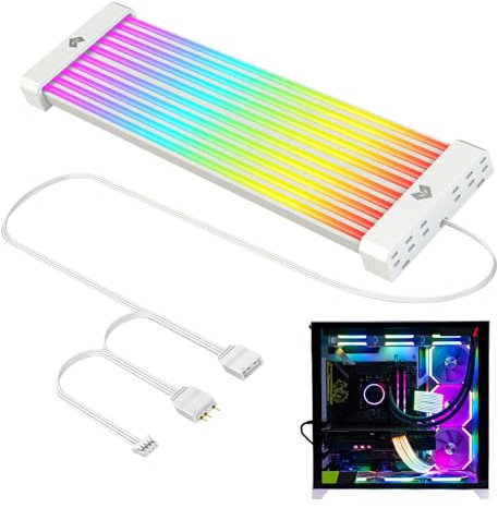 ARGB PC Cable Cover | Light Up Led Strip Set For Gpu - 24 Pin Motherboard Extension Cable, Mother Board Supply Extension, 5V Decorative Build