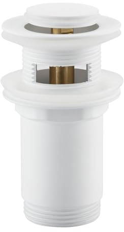 Balneo Click-Clack Ablaufventil Messing mit Überlauf, Weiß | Messing, korrosionsbeständig, Click-Clack, mit Überlauf, 4 Silikondichtungen, 2 J. Garantie