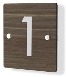 Personalised House Number Plaque 148mm x 148mm Wood Effect Address House Sign Door Number Plate Contemporary Modern Printed Address Signage With Hidden Fixings Waterproof & Scratch-Resistant