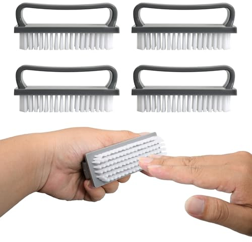 Spazzolino per Unghie e Mani, 4 Pezzi Set Spazzole Unghie 9.5x3.8 cm, Spazzolina con Setole Resistente per Pulizia Profonda, Multiuso per Casa, Cucina e Igiene Personale, Grigio