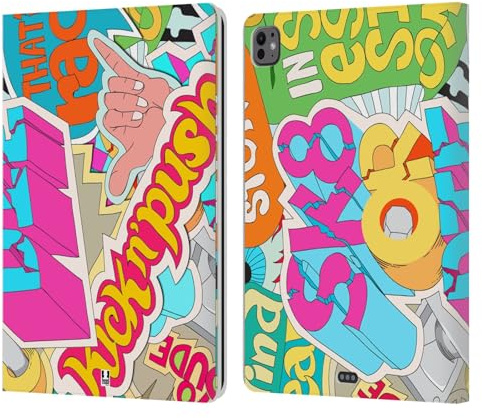 Head Case Designs Skate Or Die Sticker Happy - New Leder-Wallet-Hülle Kompatibel mit Apple iPad Pro 13 M4 2024
