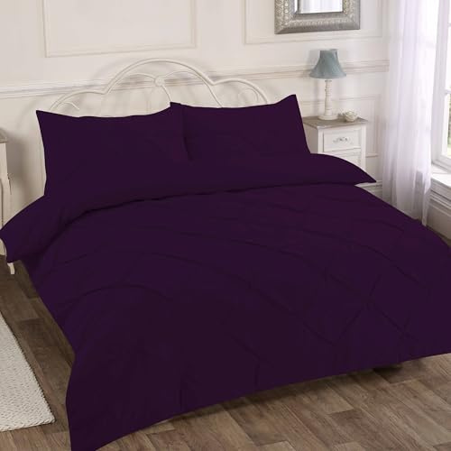 Home Sweet Home UK Pintuck Single Size Duvet Cover Sets Soft PolyCotton Duvet Cover Sets Singlesize With Button Closure Non-Iron Easy Care Bedding With Matching Pillowcase