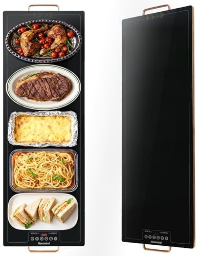 Heromind Bandeja de Calentamiento Eléctrico, 100x35cm, 450W Plato Calefactor para Comidas, Mantiene Calientes Platos y Bebidas, Ideal para Restaurantes, Hogar y Buffets