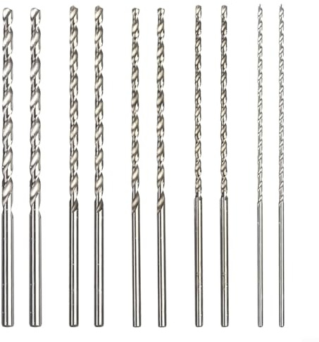 Extra langes HSS-Bohrer-Set, 2 mm bis 5 mm, für den Einsatz in Holz, Kunststoff und Aluminium, 10 Stück