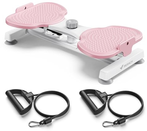 MERACH Hüfttwister, Twist Waist Disc Borad für Frauen, Bauchmuskeltrainer mit 2 Widerstandsbändern für Schlanke Taille & Core-Training, Max 136KG, Geräuschloses Heim-Fitnessgerät - Pro