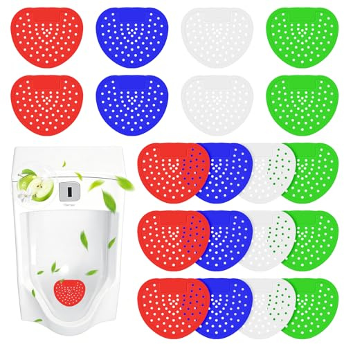 Pack of 20 Urinal Strainers with Fragrance, Urinal Sieve 30 Days Fresh Effect Urinal Sieve Splash Guard Urinal Insert for Types of Shopping Malls Offices and Schools (Color will be sent at random)