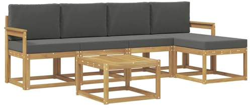 vidaXL Outdoor-Sofagarnitur mit Kissen 6 pcs Weiß und Anthrazit, Garten-Couch, modernes Sofa-Set für draußen, langlebige Möbel, Coole Terrasse, stilvolles Loungen im Freien