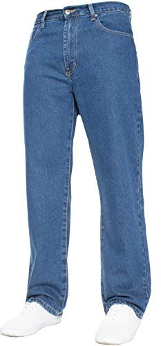 New Mens Straight Leg Basic Heavy Work Jeans Denim Pants All Waist Big Sizes 42W X 28L Stone Wash