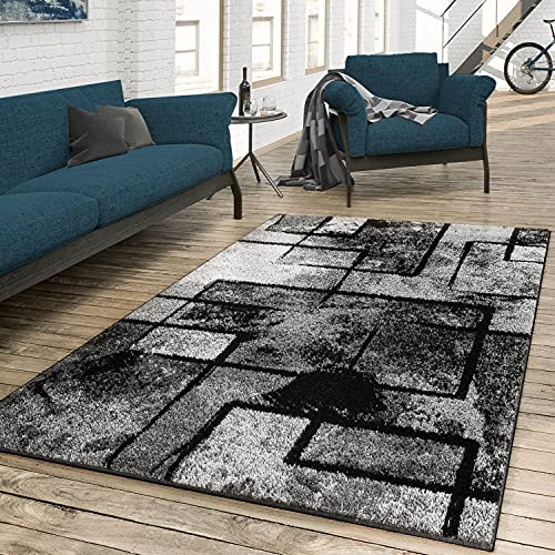 TT Home Wohnzimmer Teppich Kurzflor Flur Schlafzimmer Jugendzimmer Meliert Esszimmer Modern Geometrische Muster, Farbe: Grau 2, Größe:80x150 cm
