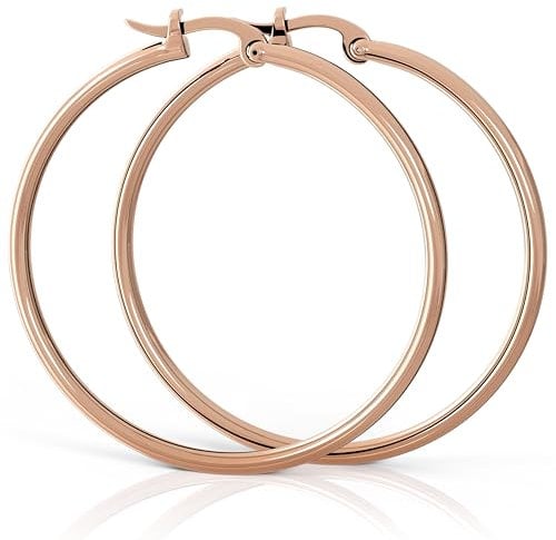 NIKITA 18K Plated Timeless Hoop Earrings For Women - Rose Gold, Gold or Silver Hoop Earrings for Women - Sensitive Stainless Steel Hoops - Sleeper Hoop Earrings - Small Hoop Earrings - S, M, L or XL