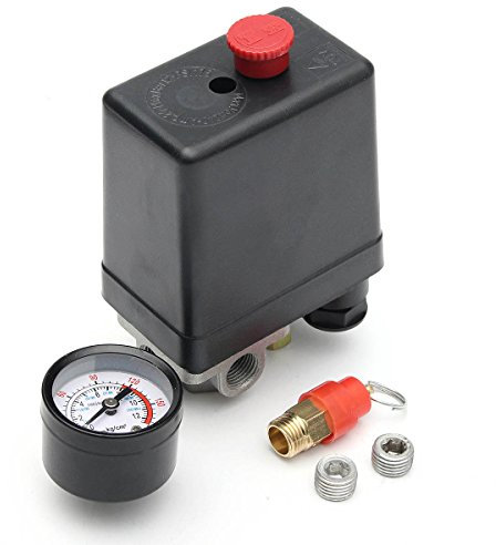 MASUNN 220V 1/10-4-Port Einphasiger Luftkompressor-Druckschalter Mit Sicherheitsventil Anzeige