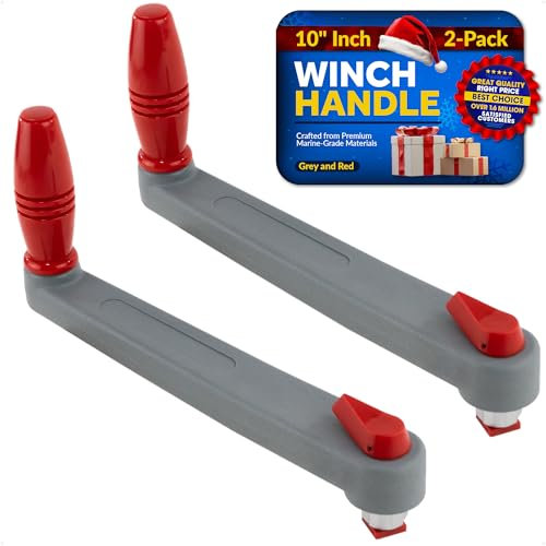 Five Oceans Universeller schwimmender Lock-in-Stil Seilwinde Griff, 25,4 cm, glasfaserverstärkter Kunststoff, Kugellagergriff, Grau und Rot, 2 Stück – FO3924-M2