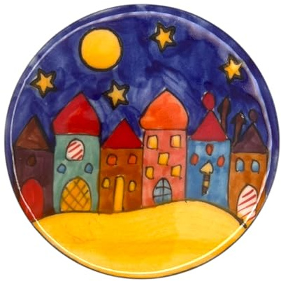 Topfuntersetzer Rund Keramik Bunt Hitzebeständig (New Village 10cm Set/3)