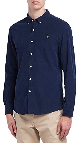 Farah Herren Fontella Cord Shirt Hemd, 412 True Navy, Medium