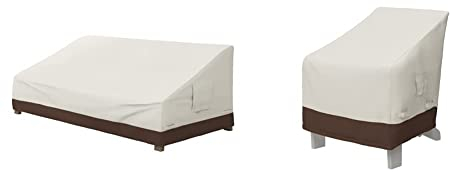 Amazon Basics Abdeckung für tiefes 3-Sitzer-Loungesofa & Abdeckung für Adirondack-Gartensessel